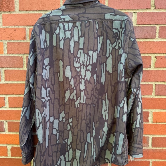 Vintage Gander Mountain Tree Bark  Camo Quiet Made Button Up Shirt USA- L - Picture 3 of 5